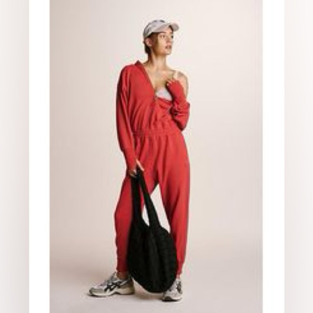 Free People FP Movement Training Day Jumpsuit Red